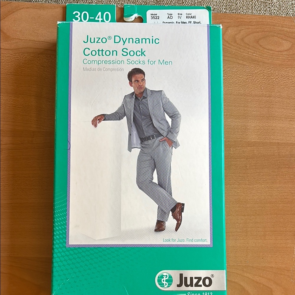 Juzo Dynamic Cotton Sock for Men 30-40 mmHg khaki size IV